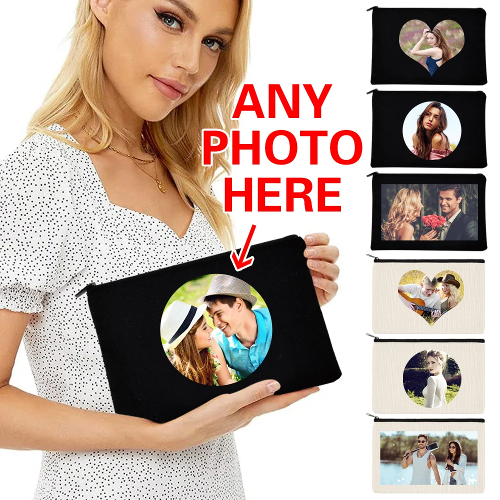 Borsa per il trucco da viaggio con foto personalizzata custodie per la conservazione femminile borsa per cosmetici da donna borsa per cosmetici con cerniera per ragazze rossetto borse per il trucco