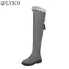 QPLYXCO Neue verkauf fashion Big Größe 34-43 Russland Frauen Winter Warm schnee stiefel über das knie Lange Botas Damen pelz schuhe C9-7