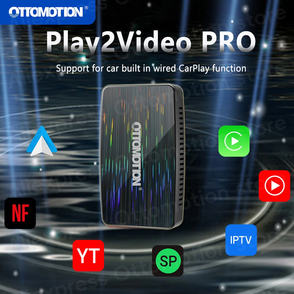Ottomotion Play 2 Video PRO für Youtube Netflix IPTV Wireless CarPlay Android Auto Adapter Video Box für Autozubehör 2024 Image