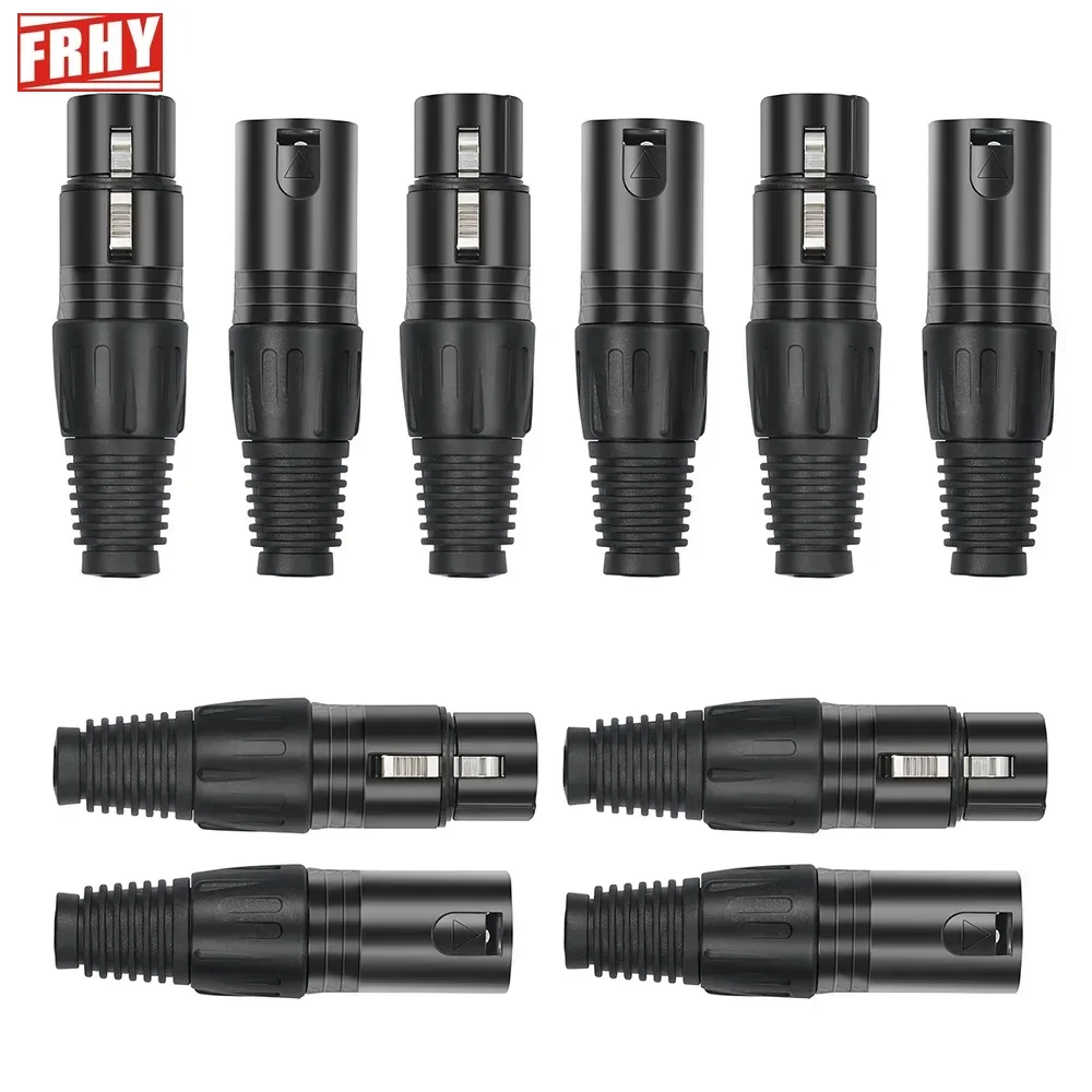5 Paar XLR-Anschlüsse, 3-polig, männlich/weiblich, Stecker für Audio-Mikrofon, Mikrofonkabel, Stecker, Stecker, Buchse, Audio-Mikrofon, Mikrofon, DMX, Schwarz Image