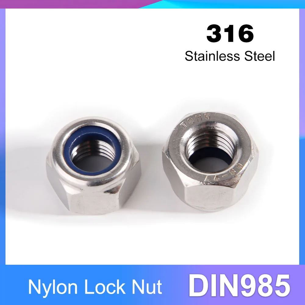 A4-80 316 Edelstahl Nylon Sicherungsmutter M3 M4 M5 M6 M8 M10 M12 M14 M16 M20 M22 M24 M30 Sechskant-Nyloneinsatz Selbstsichernde Mutter DIN985 Image