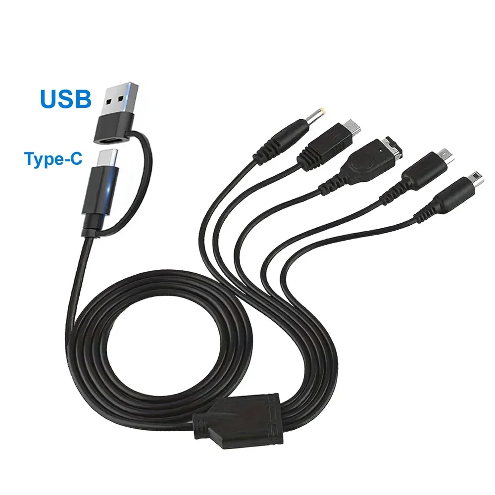 5-in-1-USB-C-Ladekabel für Nintendo New 3DS XL Nds Lite Ndsi Ll Wii U Ladekabel für Nintendo GBA für Sony PSP 1000/2000 Image