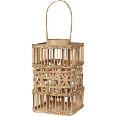 Beliani - Laterne Hellbraun Bambusholz 35 cm mit Henkel Griff Glaseinsatz Deko Wohnzimmer Image
