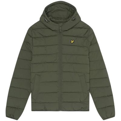 Lyle & Scott Branded Logo Hooded Olivgrüne Pufferjacke