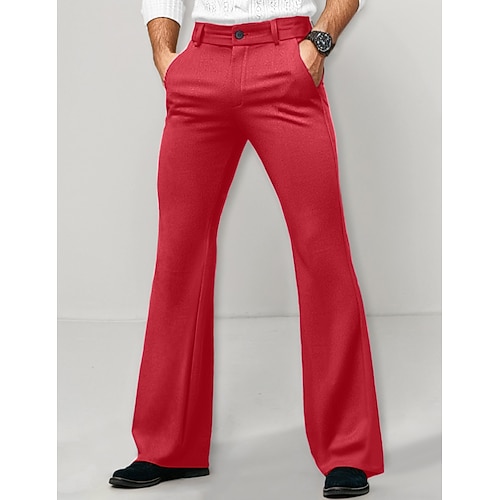 Herren Anzughosen Ausgestellte Hosen Glockenboden Hose Hosen Anzughose Tasche Glatt Komfort Atmungsaktiv In voller Länge Outdoor Täglich Ausgehen Modisch Brautkleider schlicht Schwarz Weiß Image