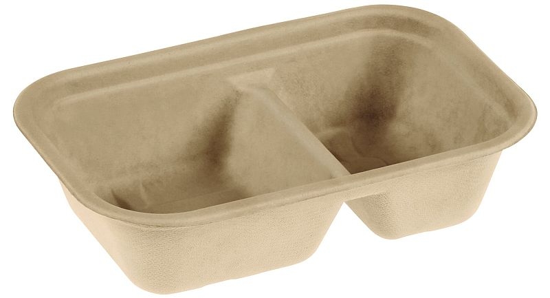 250x Naturesse Zuckerrohr Schale 22,9 x 15,3 x 5,7 cm 2-geteilt 450 ml / 250 ml (17024) Image