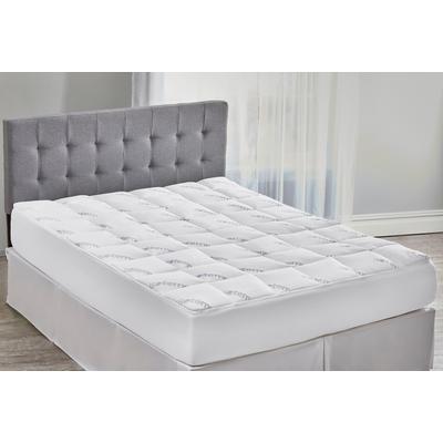 Jacquard Knit Cooling Mattress Pad by BrylaneHome in White (Size QUEEN)