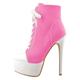 MissHeel Women's Lace up Ankle Boots Round Toe Canvas Stiletto High Heeled Autum Platform Booties Evening Shoes Pink Size 6
