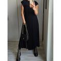 Per donna Vestito maxi Abito casual Tinta unica Di tendenza Streetwear Feste Ufficio Giornaliero A pieghe Senza maniche Girocollo Vestito Standard Nero Giallo Beige Estate S M L XL XXL