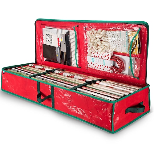 organizer per carta da regalo, borsa portaoggetti resistente - organizer natalizio per carta da regalo e sacchetti regalo - contenitore per carta da regalo - decorazioni natalizie per le feste