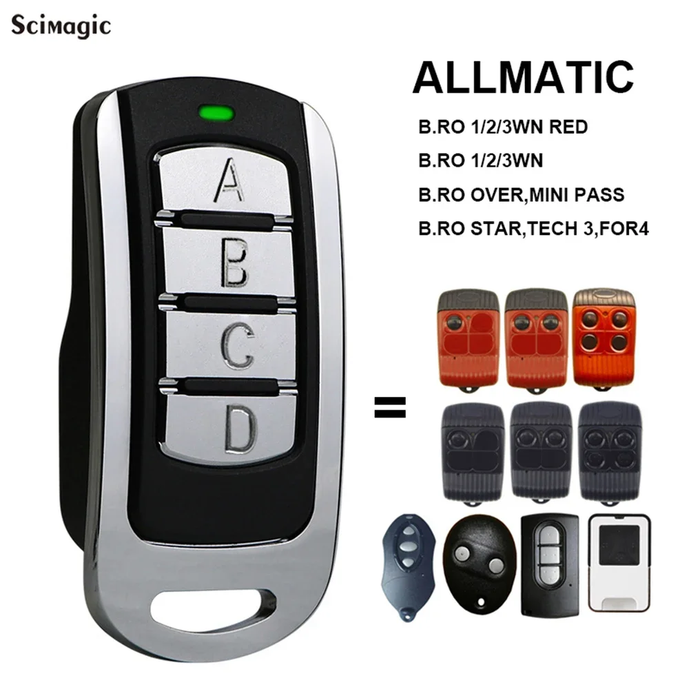 433,92 MHz allmatic b. ro 1wn 2wn 4wn roter allma tischer Bro über Mini-Pass Garagentor Fernbedienung Duplikator Rolling Code Image