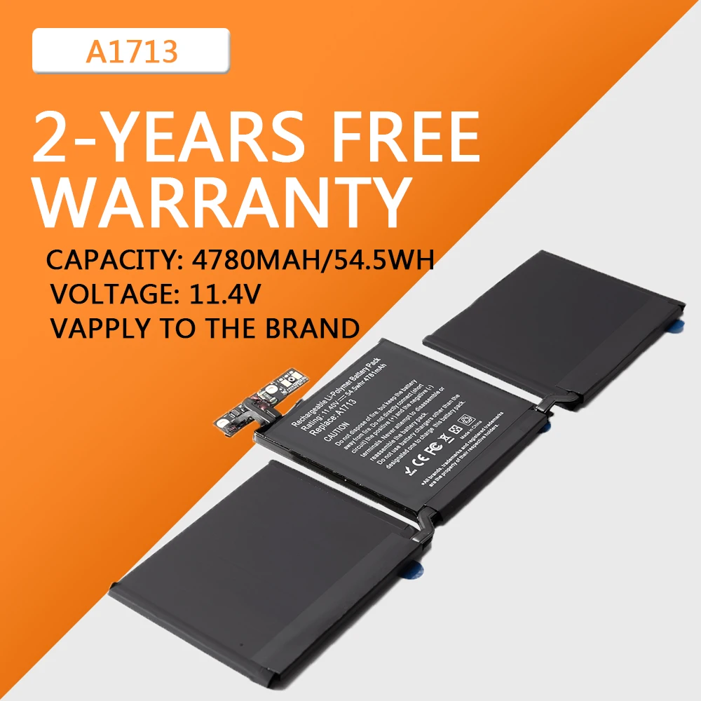 A1713 Laptop-Akku für Apple MacBook Pro 13 Zoll A1708 2016–2017 Jahr MPXQ2LL/A EMC2978 EMC3164 MLL42LL/A 020-00946 Image