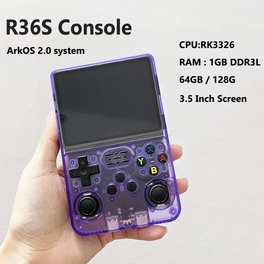 Console de jeu R36s rétro portable, émulateur de 3.5 pouces, 64 go 128 go, plus de 10000 jeux, Console de jeu vidéo ArkOS 2.0 pour PSP/Arcade