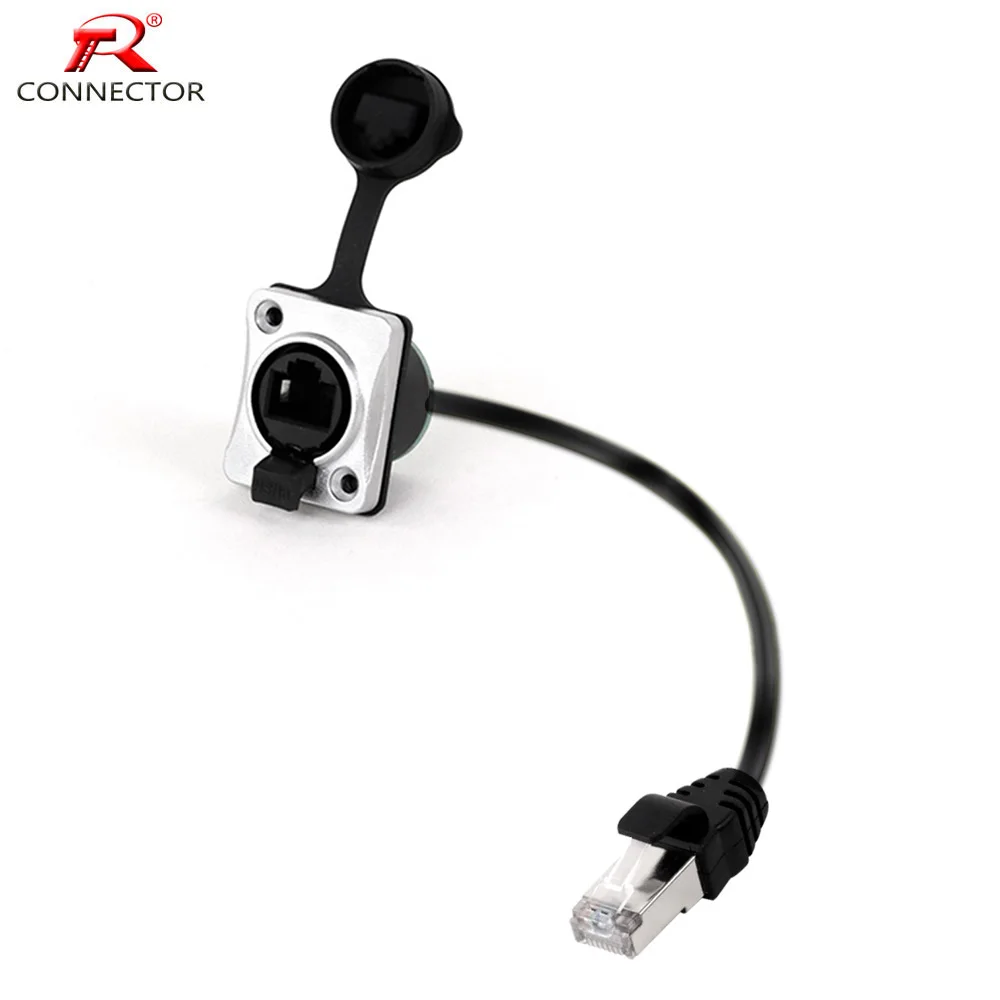 1pc STP RJ45 CAT5 Wasserdichte Weibliche Panel Mount Buchse auf RJ45 Stecker 8P8C Stecker Geschirmt Ethernet Netzwerk Adapter Verlängerung kabel