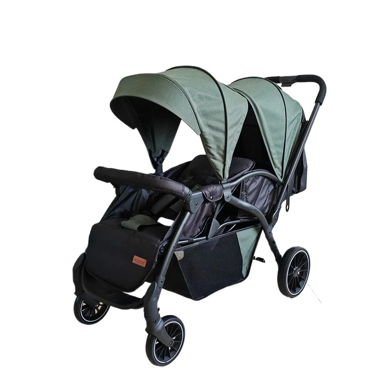 Zwillingskinderwagen, leichter Doppelkinderwagen, faltbarer Kinderwagen, hohe Landschaft, geeignet für Babys im Alter von 0–3 Jahren Image