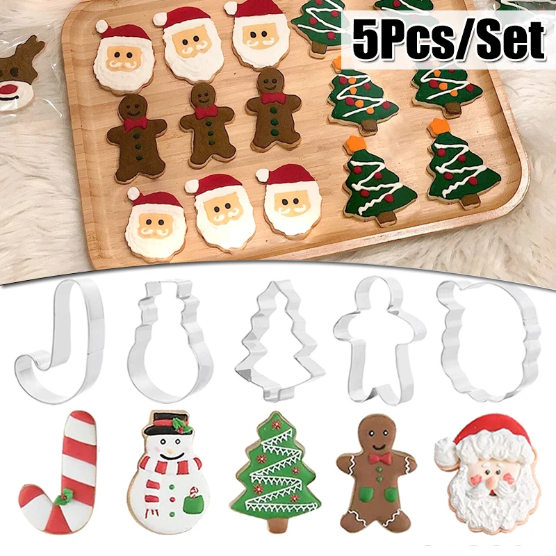 5 Teile/satz Weihnachten Cookie Schneider Cutter Lebkuchen Mann Fondant Gebäck Formen Für Kuchen Dekorieren Küche Form Backen Werkzeuge Image