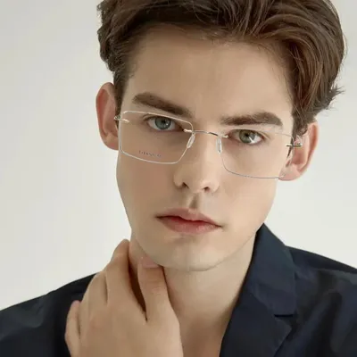Pure Titanium Glasses for Mens Rimless Eyeglass Frames Women Radiation Blue Film Luxury Eyeglasses Men's Prescription Glasses +2