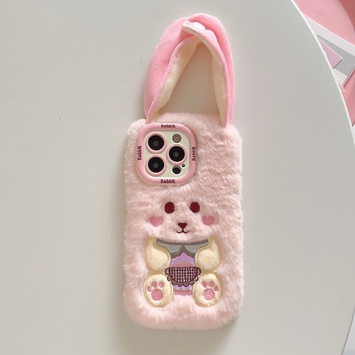 Handy Hülle Handyhüllen Für iPhone 16 15 14 Pro Max Plus 13 12 11 Pro Max Rückseite Mit Ständer Mit Handgelenkschlaufe Stoßfest Retro Plüsch Image