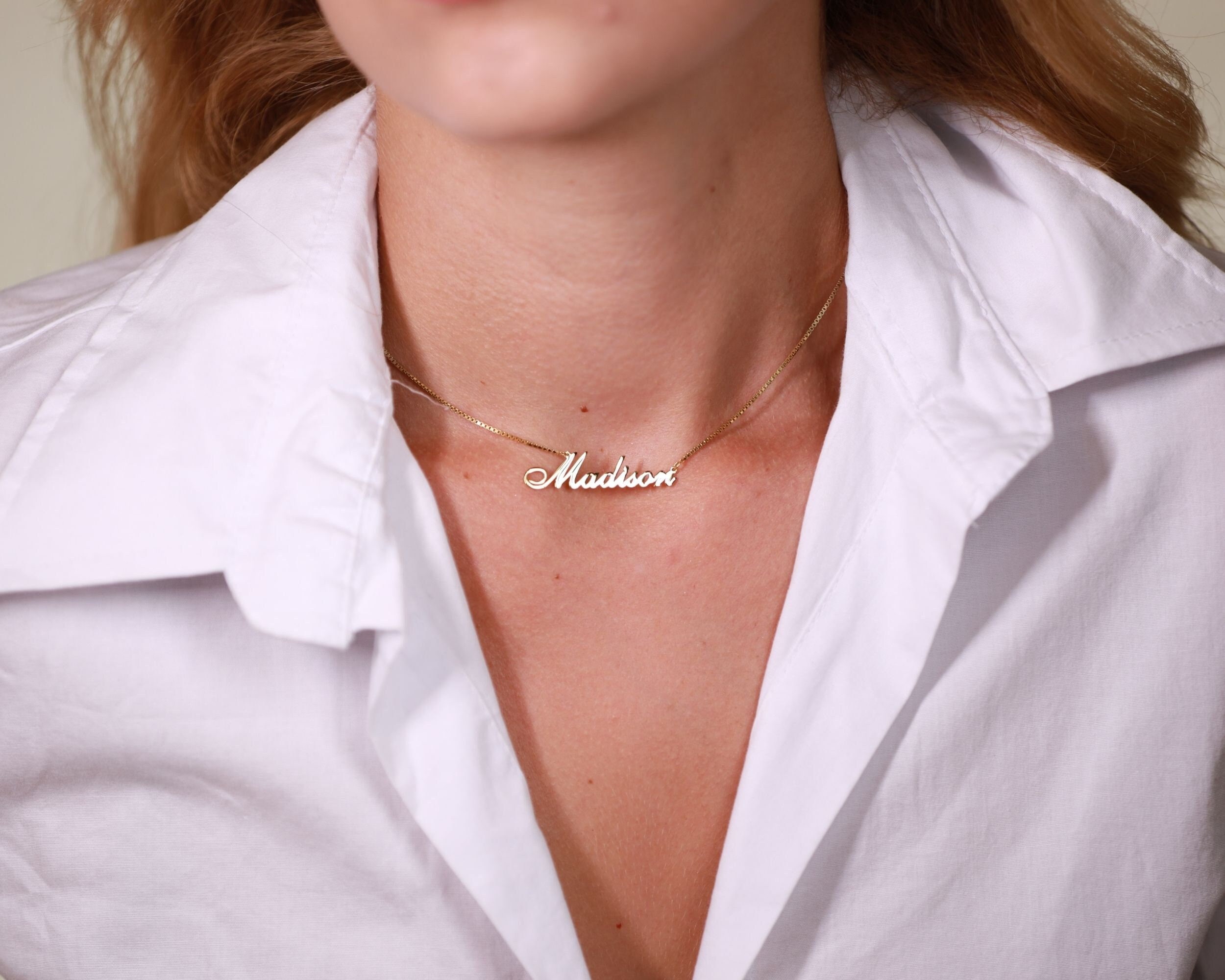 Collana Name Plate - Collana nome personalizzata - Collana nome minimalista - Collana nome oro 14K - Collana nome Delicato - I migliori regali per lei