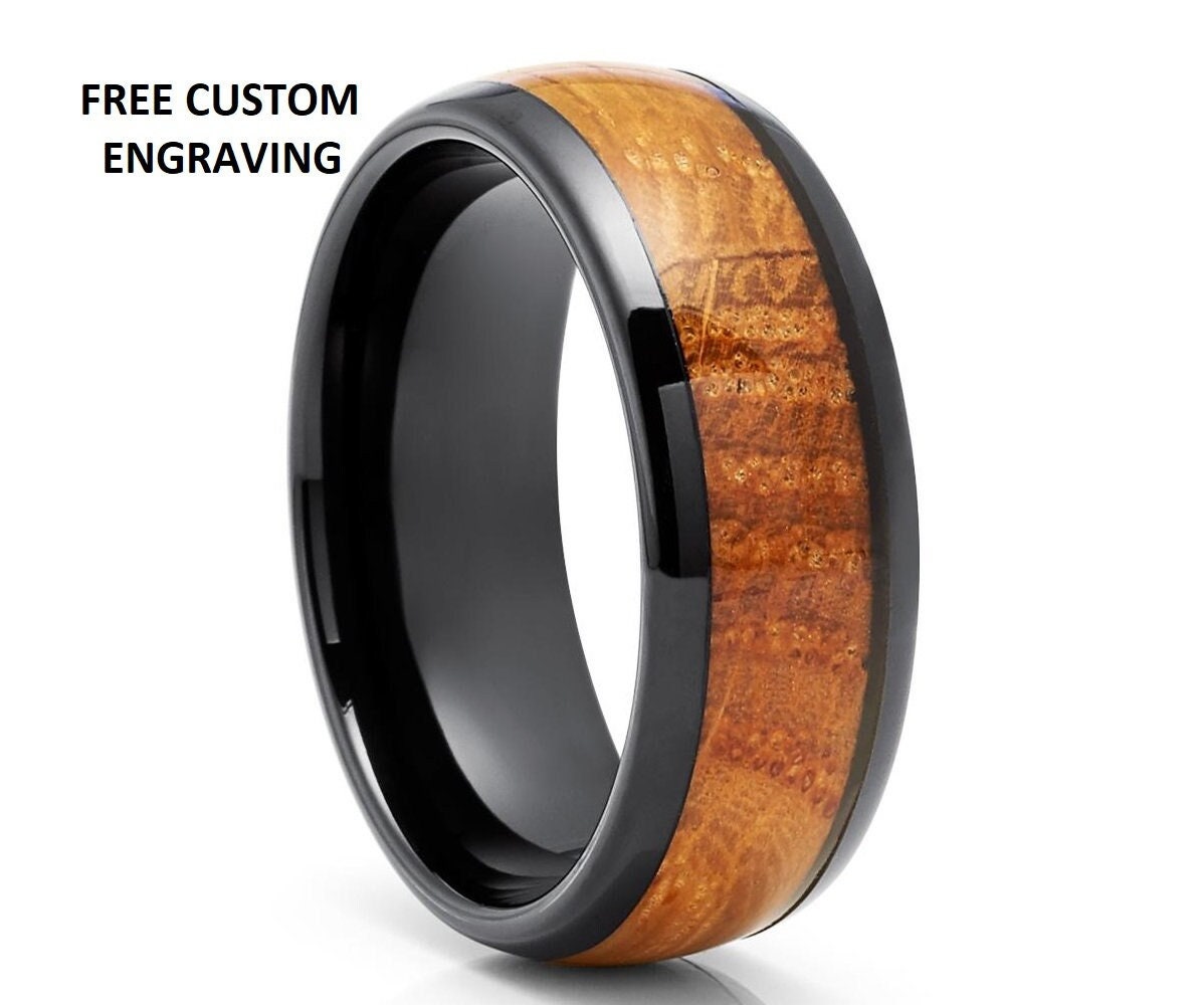 Anello nuziale a forma di botte di whisky/Anello nuziale in tungsteno nero/Anello unico a forma di botte di whisky/Anello in carburo di tungsteno/Anel