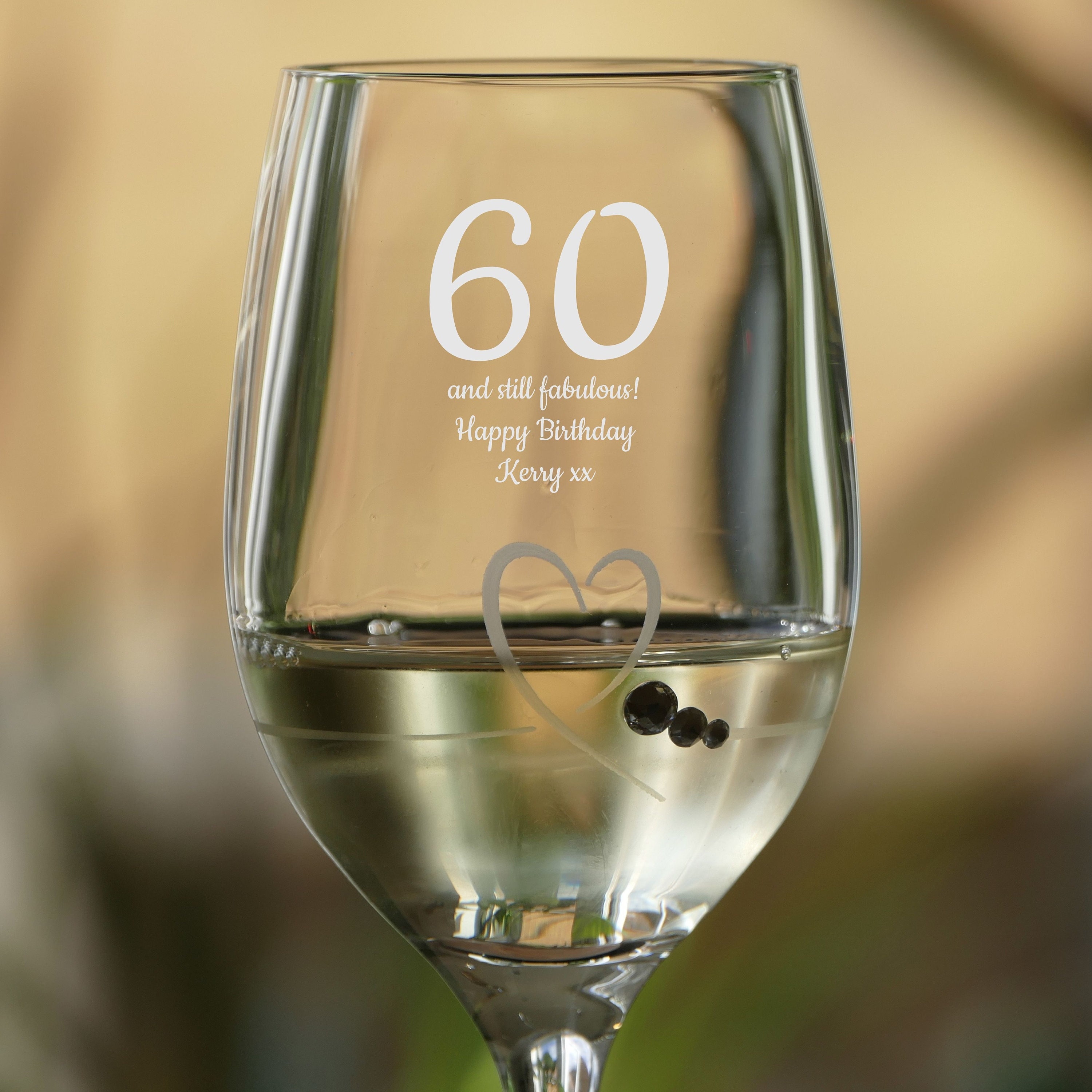 Bicchiere da vino personalizzato per compleanno / Bicchiere da vino a forma di cuore / Bicchiere da vino con diamanti incisi / Bicchiere da vino bianc