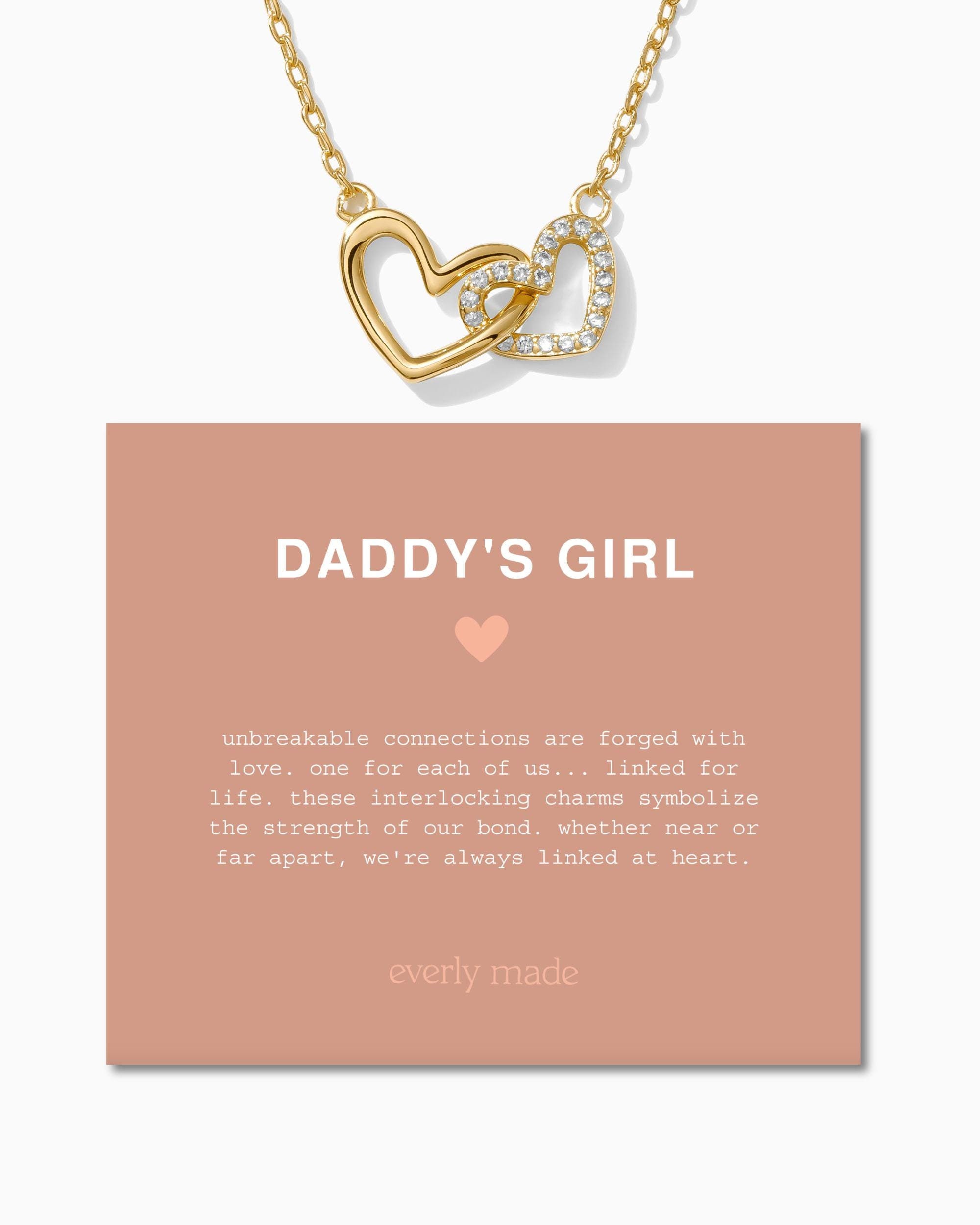 Collana con cuori collegati Daddy's Girl, oro vermeil 18k, argento sterling 925, placcato oro 18k