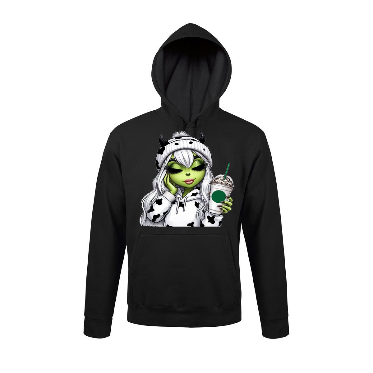 Felpa con cappuccio | Donne | La ragazza del Grinch| Felpa con cappuccio da donna | Regalo | Donne | Maglione | personalizzato | Moda | Caffè | Caffè