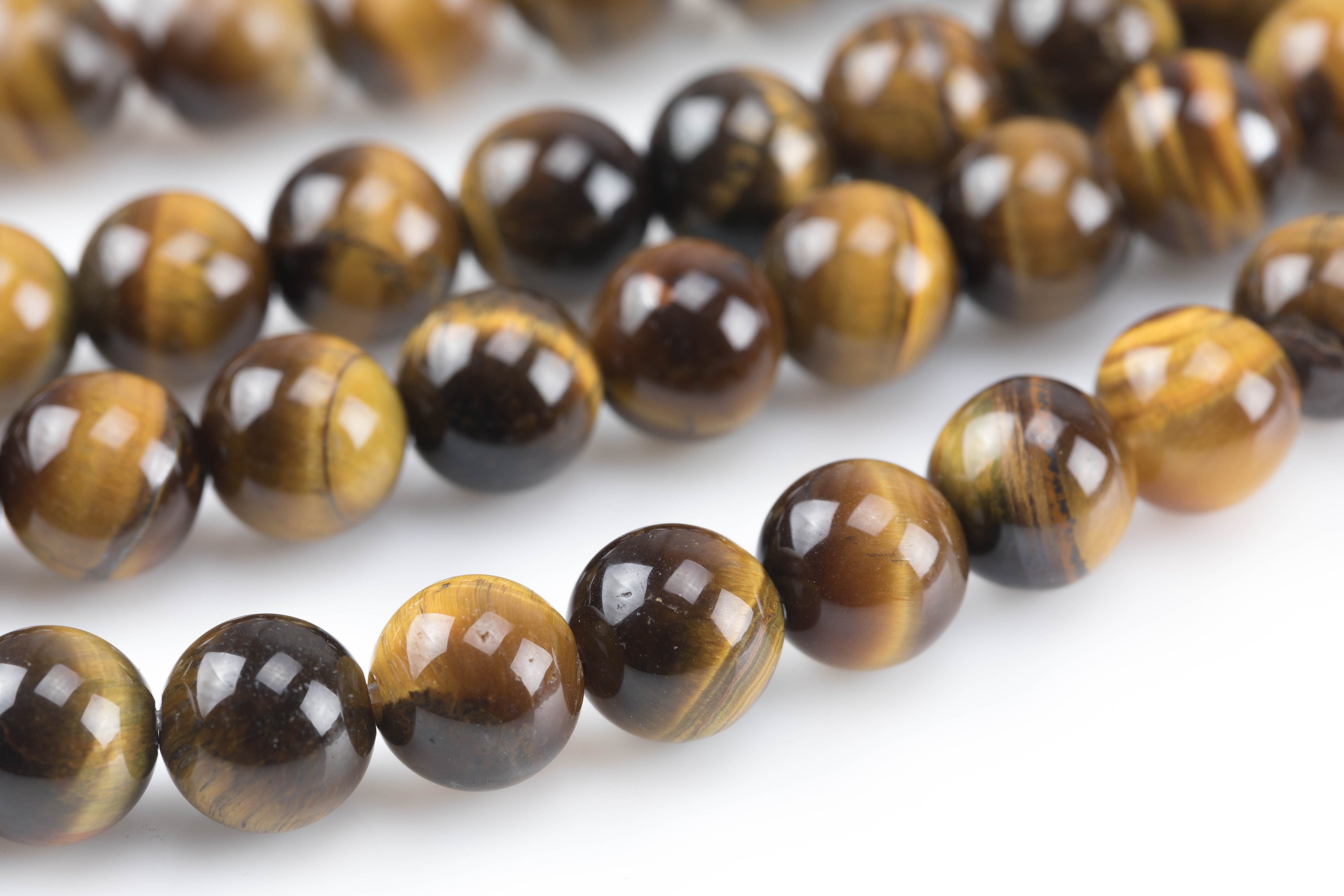 Perle di occhio di tigre Occhio di tigre di qualità Perle lisce e rotonde di occhio di tigre, filo intero 4 mm 6 mm 8 mm 10 mm 12 mm 14 mm - Filo inte