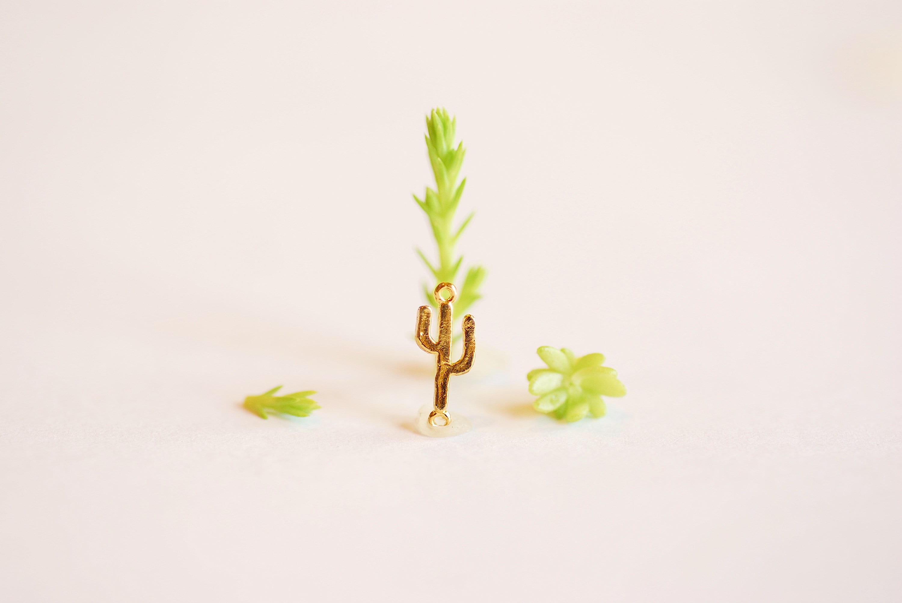 Piccolo Cactus Charm connettore - Vermeil oro 22k oro placcato oltre 925 Sterling Silver, Gold o Silver Charm Cactus, Link, distanziale, succulente, 4