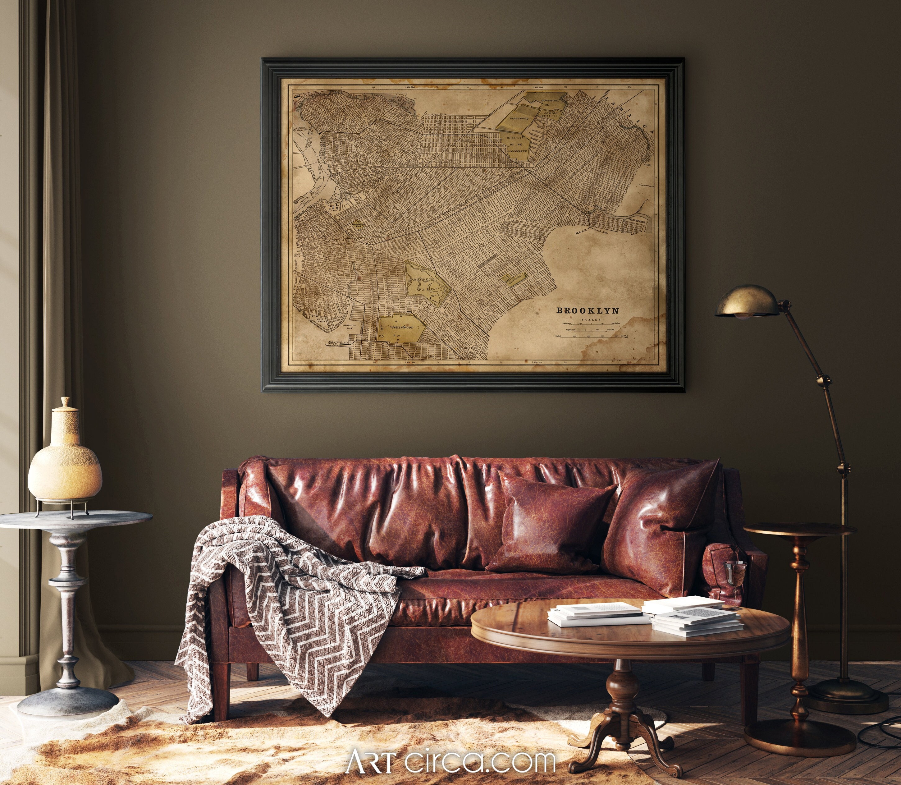 Mappa di Brooklyn: stampa della mappa di Brooklyn d'epoca - Stampa della mappa di New York - Circa 1895 - Vecchia mappa di Brooklyn - stampa giclée