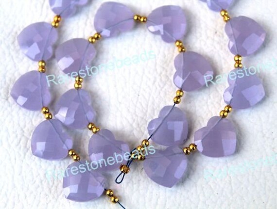 Pietra preziosa lavanda, 10 pezzi, pietra preziosa a forma di cuore, pietra preziosa forata, pietra sciolta a forma di cuore, vetro al quarzo lavanda