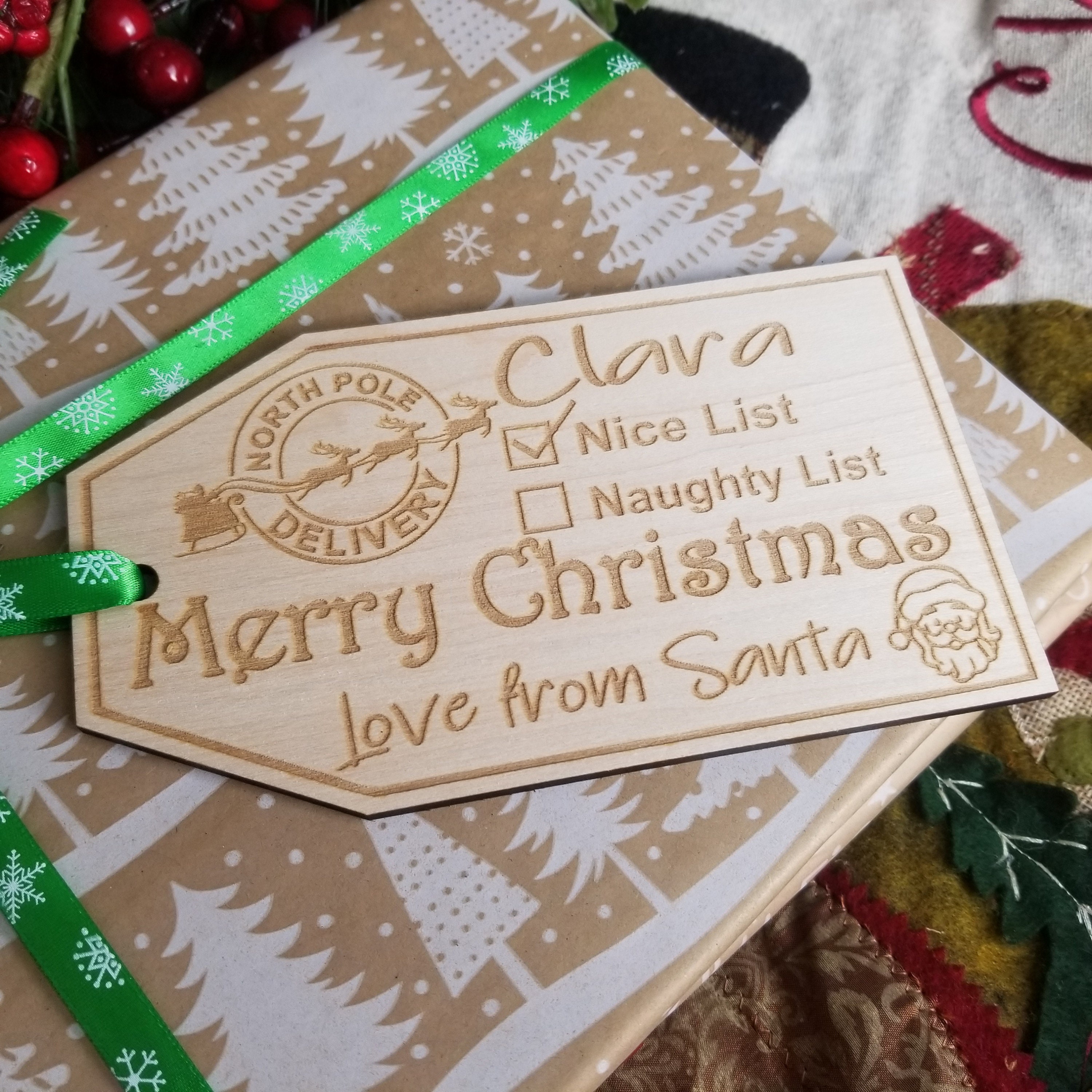 Etichetta regalo di Natale di Babbo Natale, personalizzata con nome e testo, etichetta per regali di Natale, regalo di Babbo Natale, etichetta special