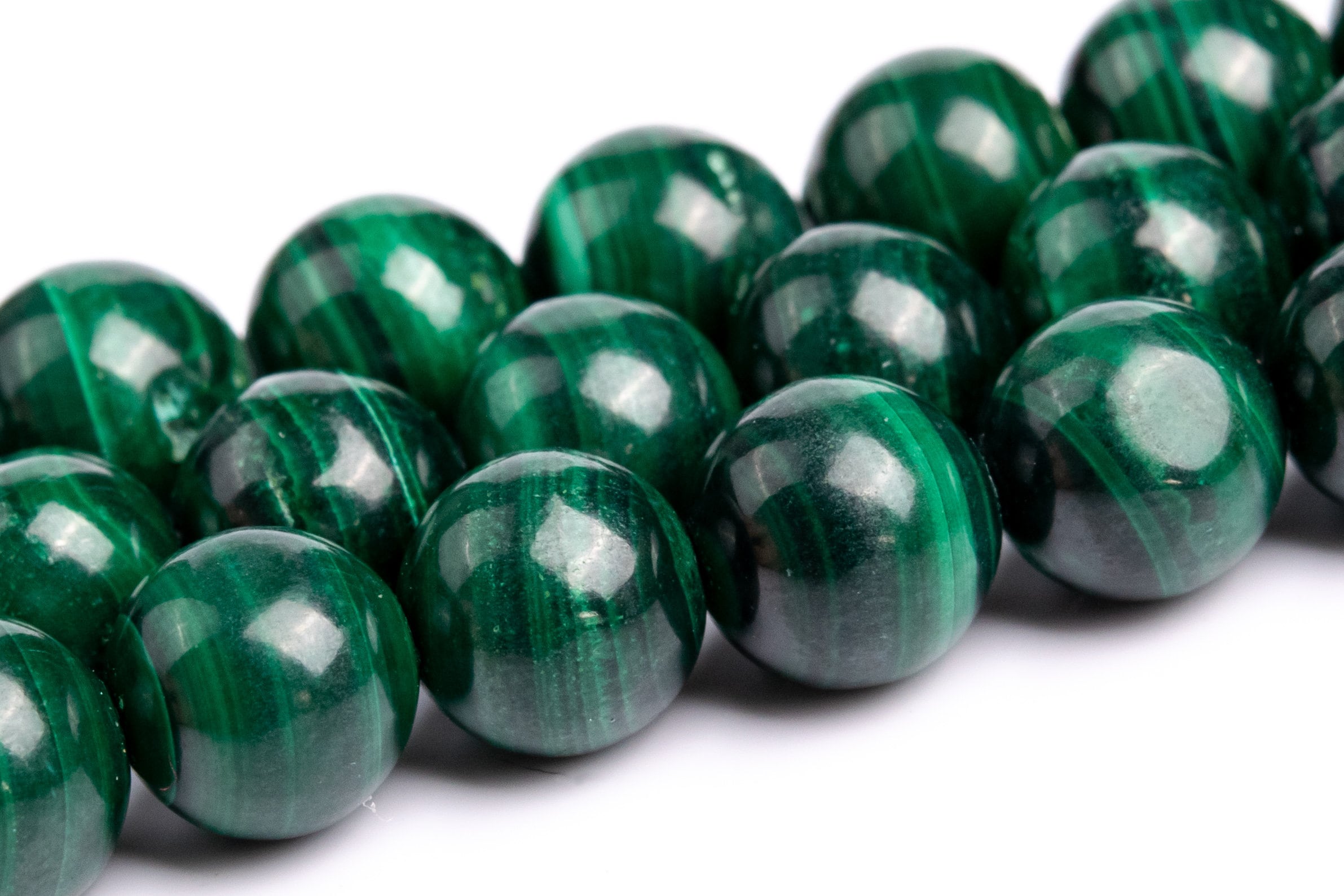 "Perline di malachite verde intenso da 8 mm Grado A+ Perline sfuse rotonde di autentica pietra preziosa naturale 15,5 \"/ 7,5\" Opzioni lotto sfuso (1169"