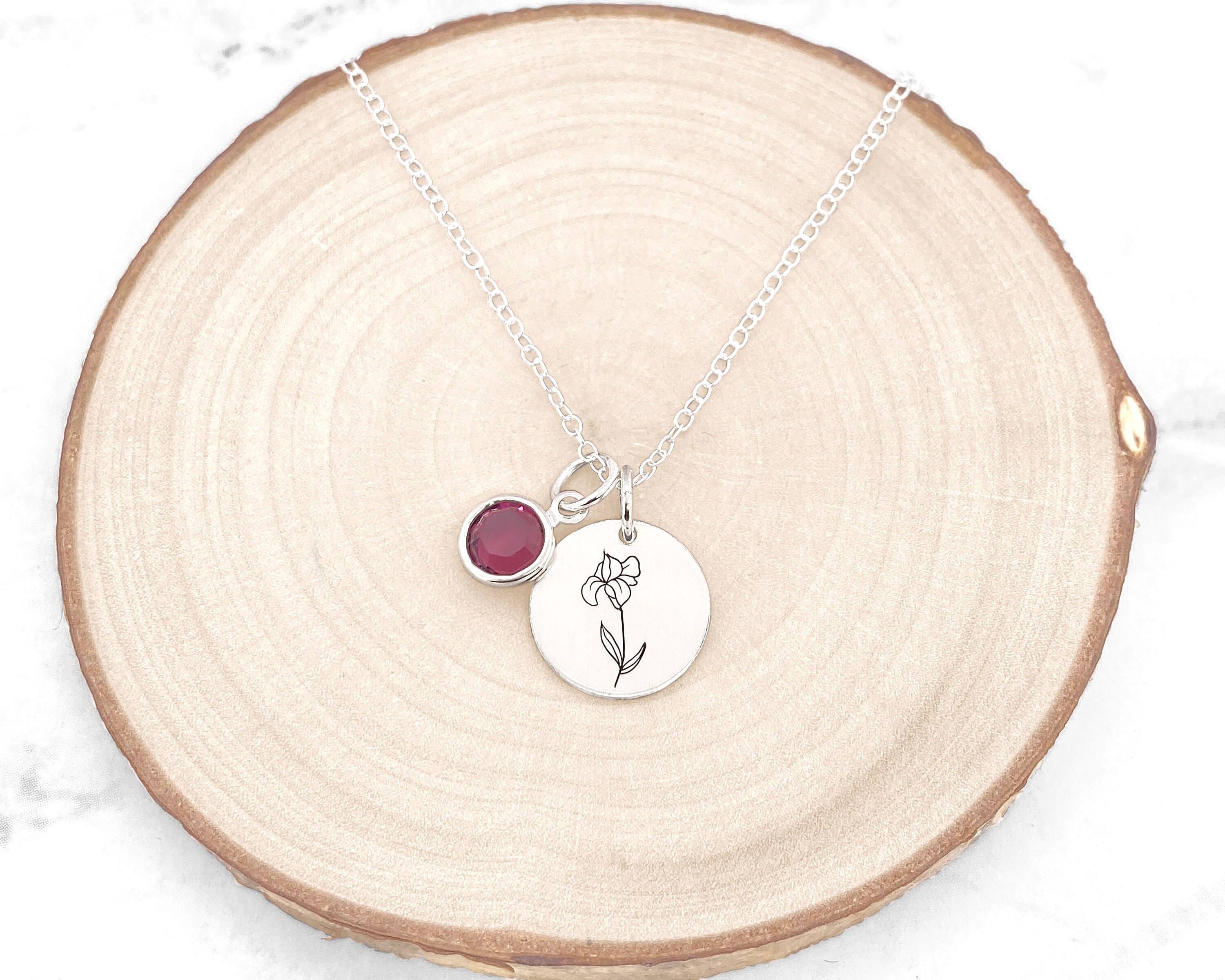 Collana disco fiore nascita * Collana fiori mese nascita * Collana pietra nascita * Collana fiori nascita personalizzata