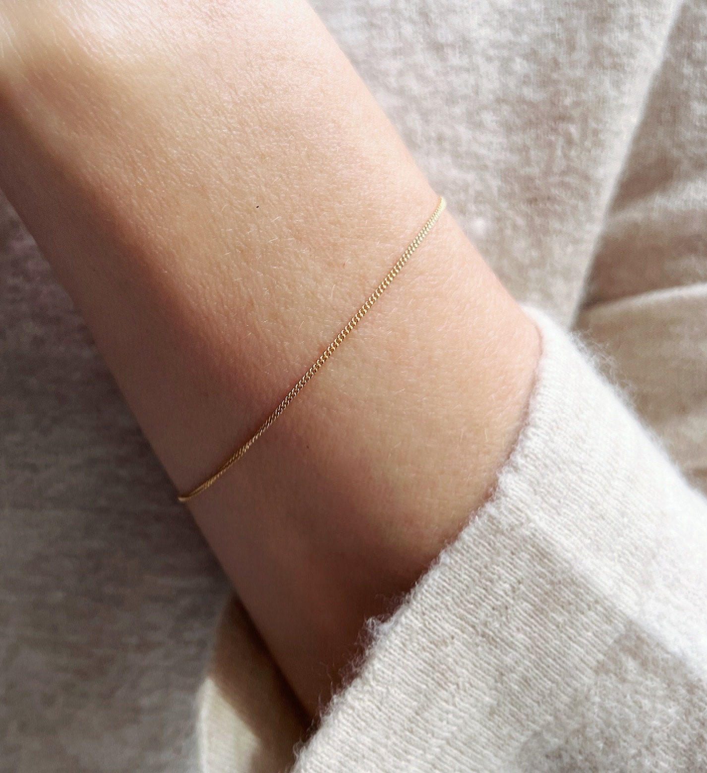 Bracciale a catena delicato, braccialetto a catena a maglie larghe, catena a maglie larghe in oro, braccialetto a catena in oro semplice, braccialetto