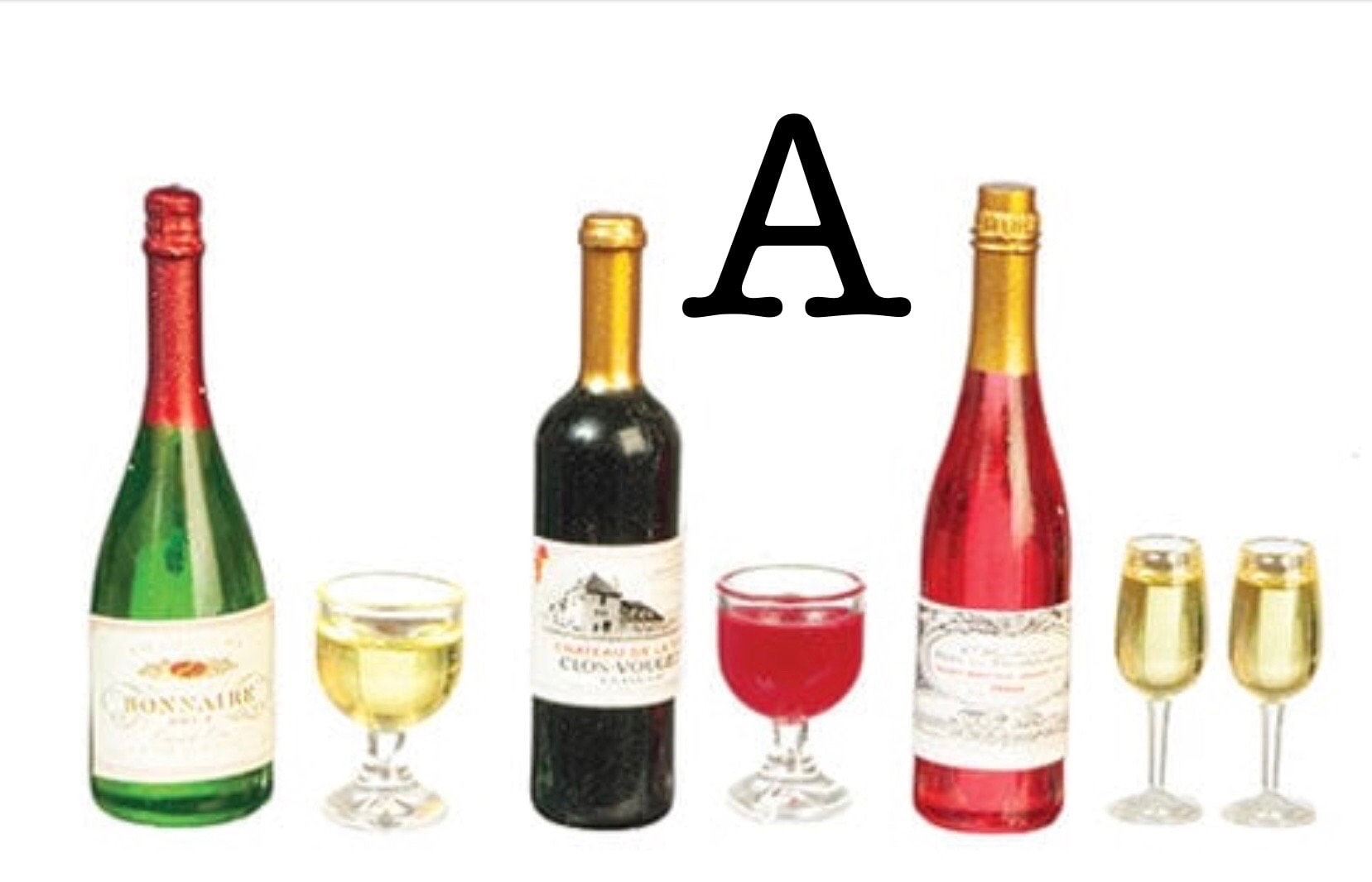 Vino e bicchieri in miniatura | Festa in miniatura da asporto | Vino in miniatura | Festa di bambole in miniatura | Cocktail per casa delle bambole in