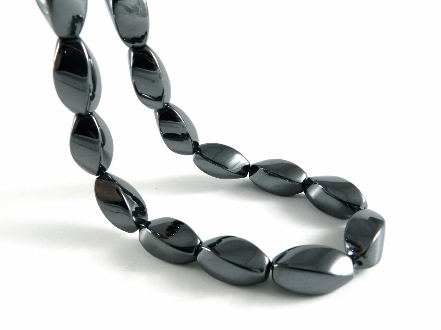 Perline di ematite AAA, perline intrecciate, perline ovali, pietra di ematite, ematite per collana, ematite naturale, 10 mm x 20 mm, forniture per per