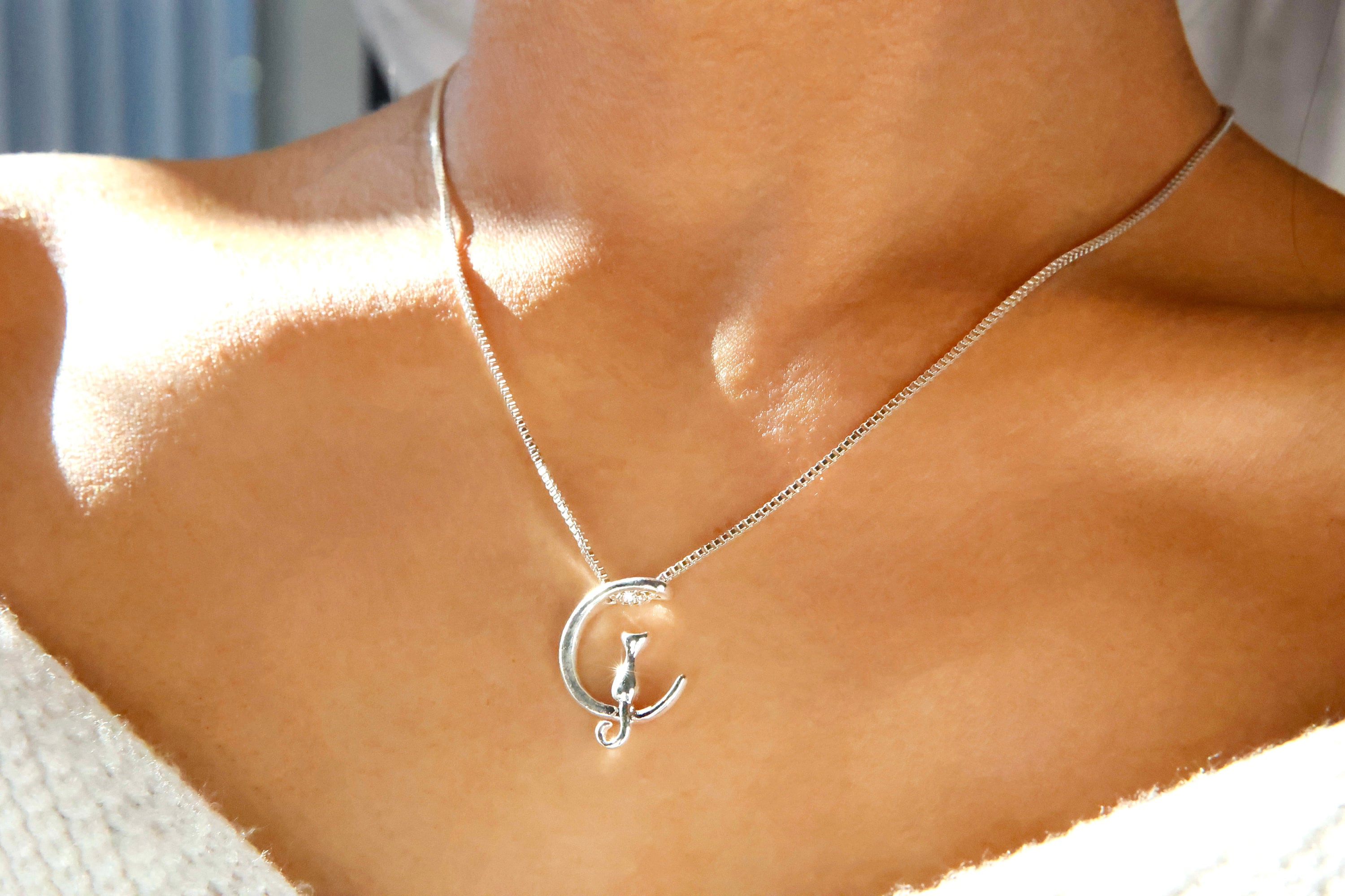 collana con ciondolo a forma di gatto sulla luna / collana con ciondolo a forma di gatto / collana con ciondolo a forma di gatto / collana con ciondol
