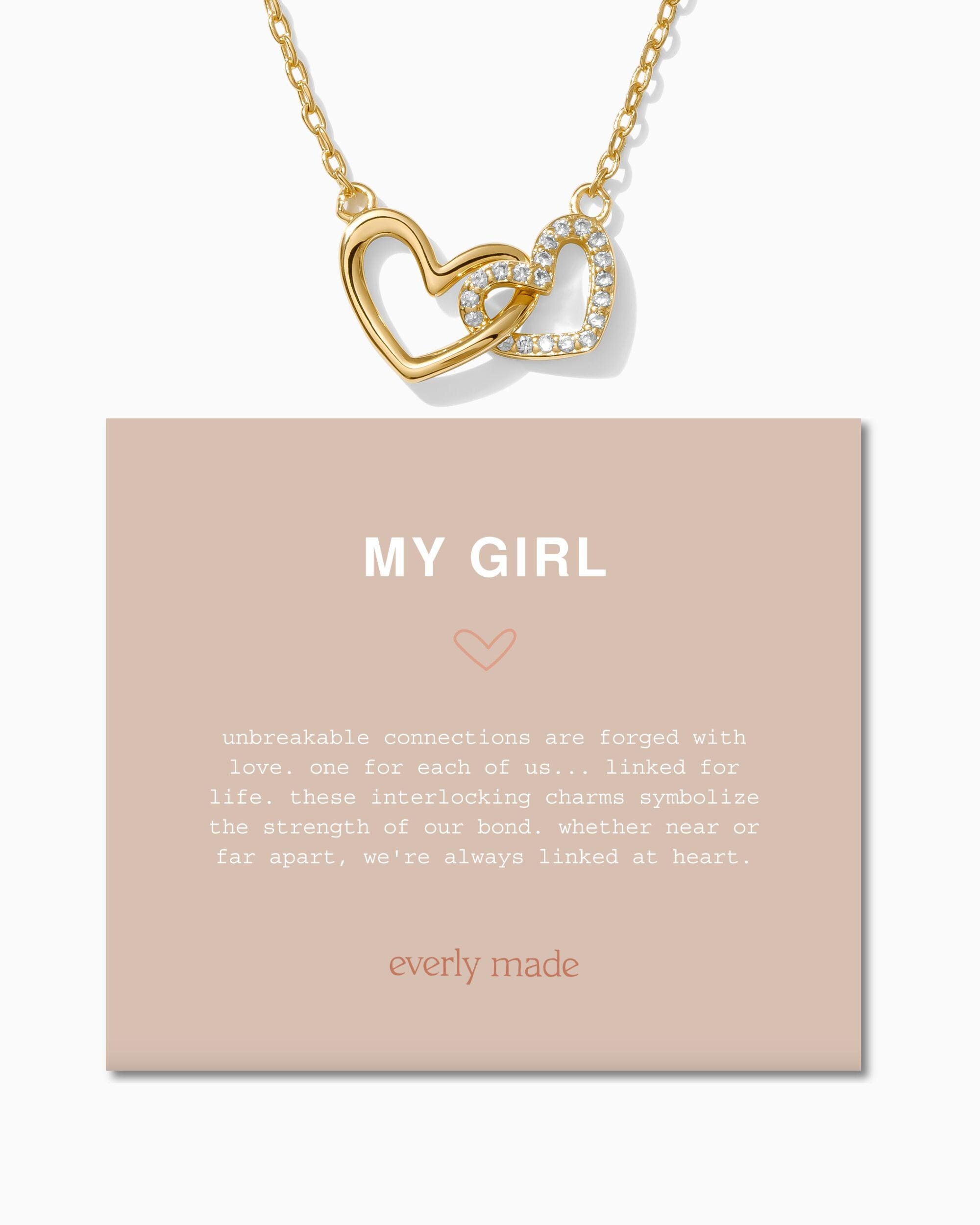 Collana My Girl Linked Hearts, oro vermeil 18k, argento sterling 925, placcato oro 18k