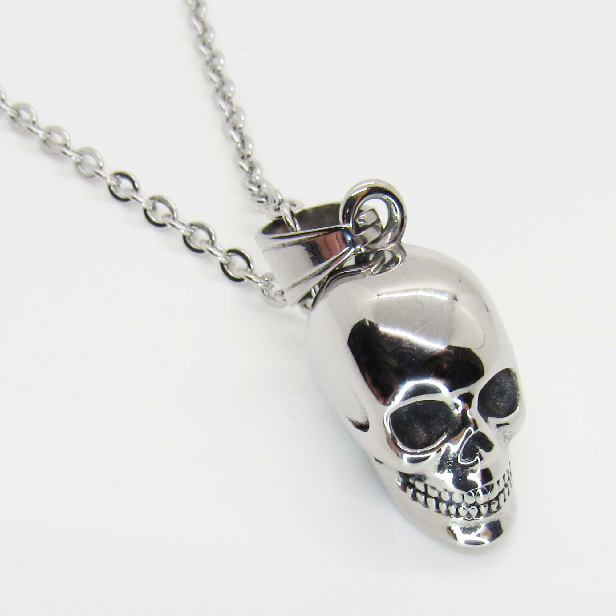 Ciondolo teschio in acciaio inossidabile, gioielli ipoallergenici, collana con ciondolo teschio rock punk, collana da uomo, gioielli da uomo, collana