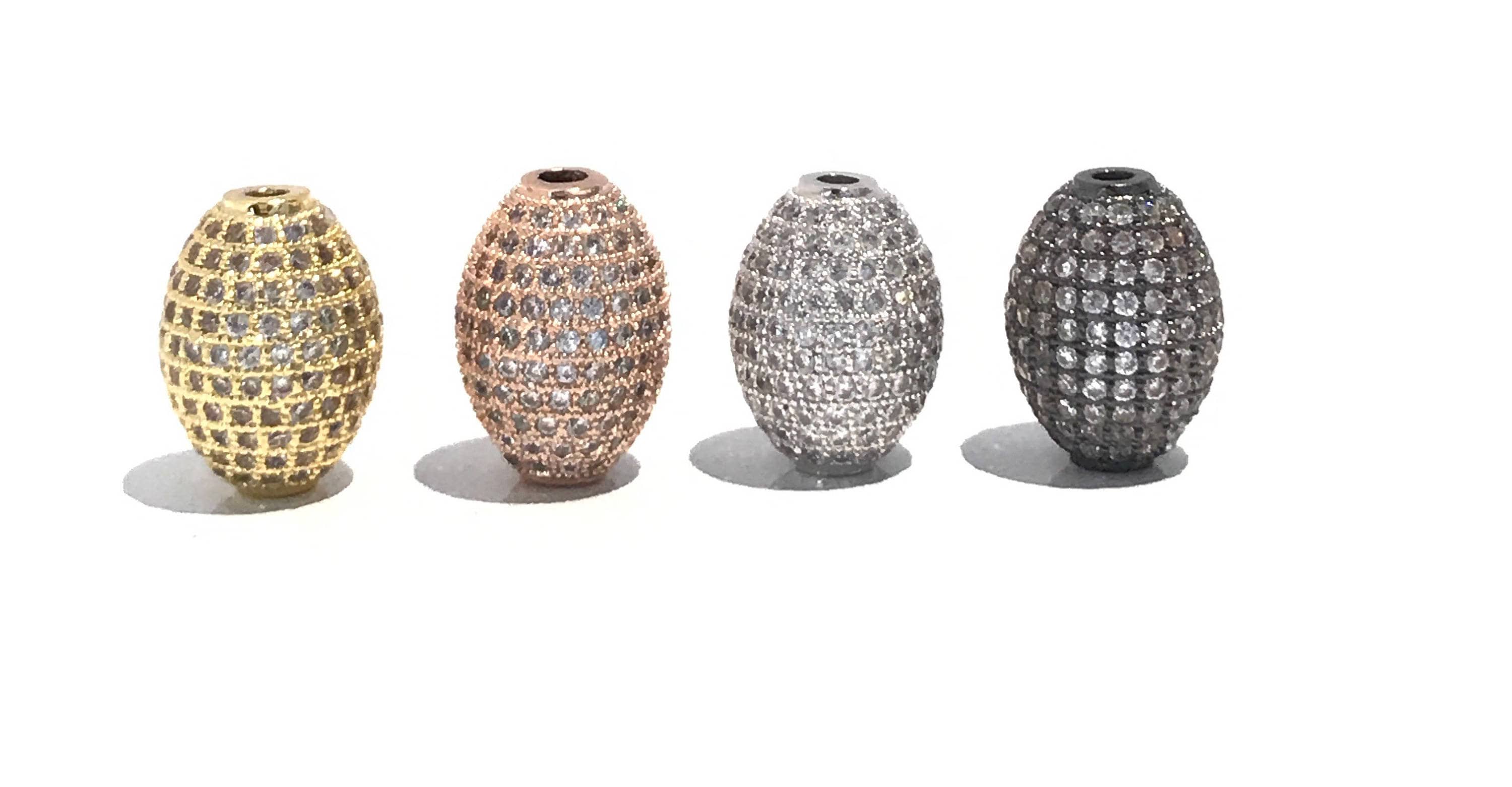 Perline ovali, micro perline pavé, perline pavé con zirconi cubici, perline distanziatrici pavé, gioielli fai da te, componenti per gioielli, perline