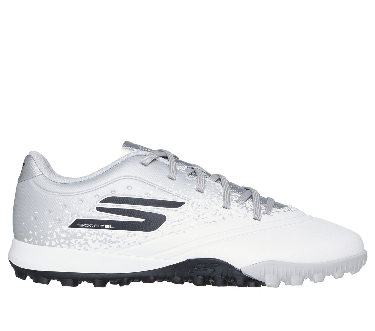 Skechers Boy's Razor 1.5 Jr Youth TF Soccer Shoes | Size 3.0 | White/Silver | Synthetic/Textile