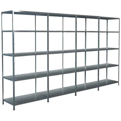 Steckregal SCHULTE REGALWELT "Stecksystem Grund- und 3x Anbauregale", silber (silberfarben), B:380cm H:200cm T:50cm, Sta