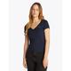 T-Shirt TOMMY JEANS "TJW SLIM V-NECK TEE", Damen, Gr. L (40), blau (schwarz night navy), Single Jersey, Obermaterial: 100% Baumwolle, unifarben, Basic, slim fit hüftlang, V-Ausschnitt, Kurzarm abgesteppt, Shirts, mit Logo-Stickerei