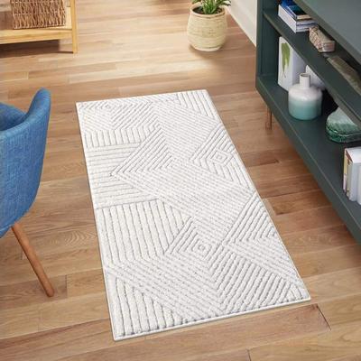Teppich CARPET CITY "LOUNGE 0632", grau, B:80cm H:15mm L:150cm, Obermaterial: 100% Polyester, Teppiche, Kurzflor-Teppich Modern, Hoch-Tief-Struktur, Wohnzimmer, Schlafzimmer Image