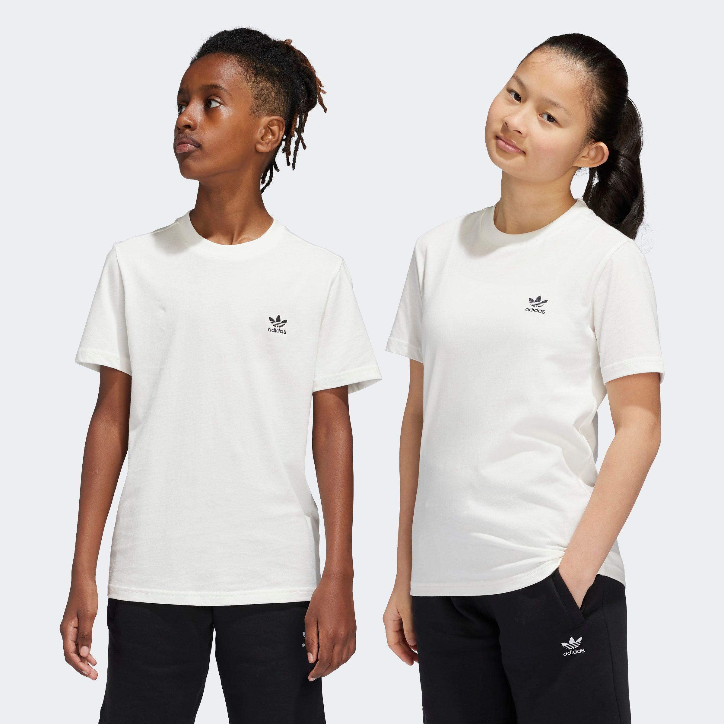 T-Shirt ADIDAS ORIGINALS "TEE", Kinder, Gr. 152, weiß (cloud weiß), Obermaterial: 100% Baumwolle, Rundhals, Shirts Image