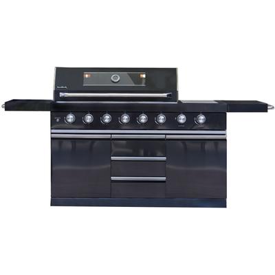 Outdoor-Küche BUSCHBECK "»Chester« mit Heckbrenner und Sizzle Zone", front: schwarz, korpus: schwarz, arbeitsplatte: schwarz, B:214cm H:119cm T:60cm, Komplettküchen-Sets, BxTxH: 214x60x119 cm Image