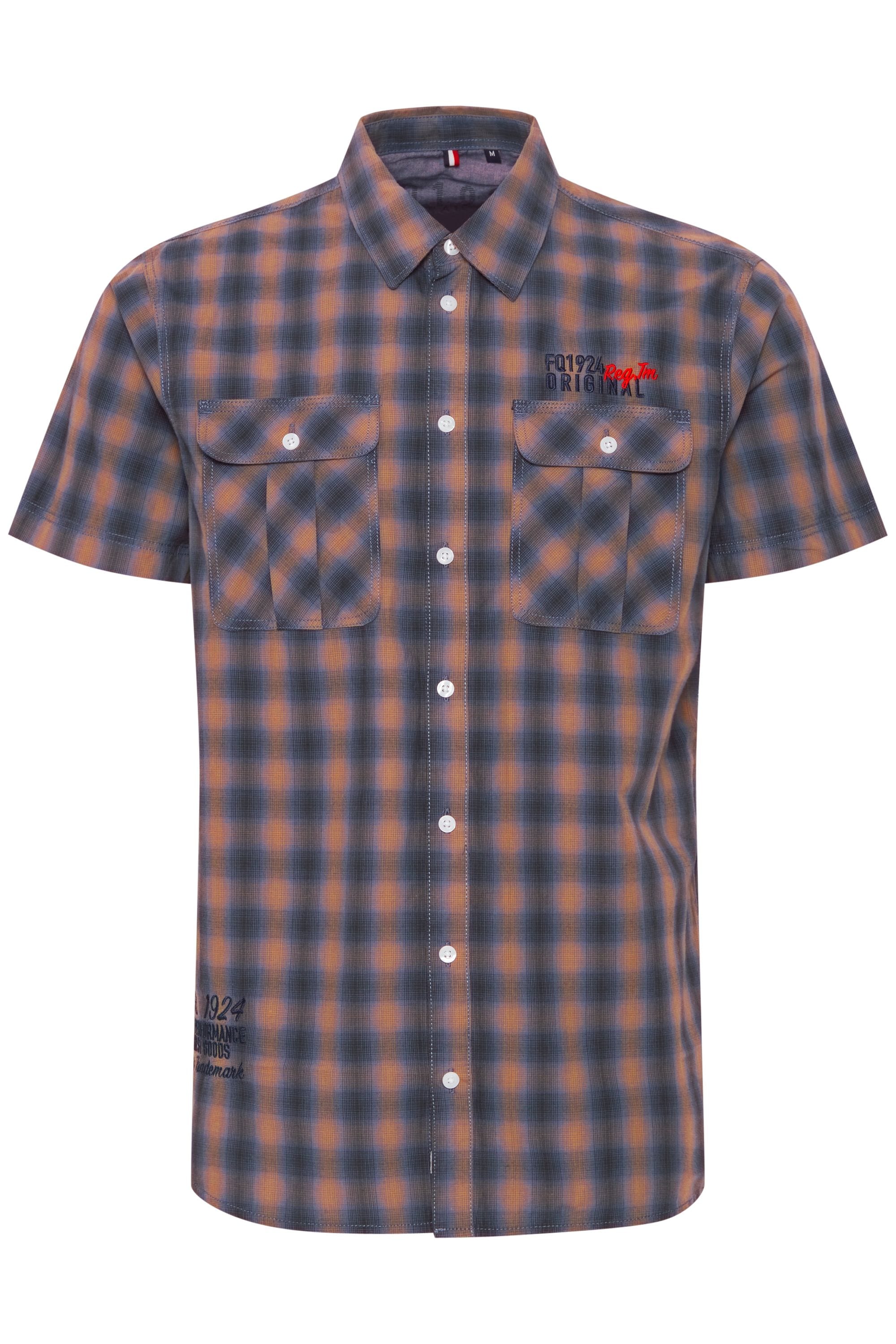 Kurzarmshirt FQ1924 "Kurzarmhemd FQSamir", Herren, Gr. M, orange (burnt orange), Obermaterial: 100% Baumwolle CO., Casual, regular fit normal, Hemden