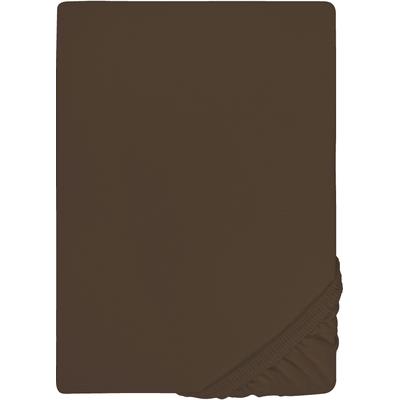 Spannbettlaken BIBERNA "Thea", braun (topas, mocca), B:140-160cm L:200-220cm, Jersey-Elasthan, Obermaterial: 97% Baumwolle, 3% Elasthan, Laken, aus Baumwolle, für Matratzen bis 25 cm Höhe, Bettlaken, Spannbetttuch Image