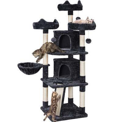 Cat Tree Tower, Multi-Layer Plush Condo Furniture with Sisal Scratch Post and 3 Interactive Balls, Play House for Pet Kittens
